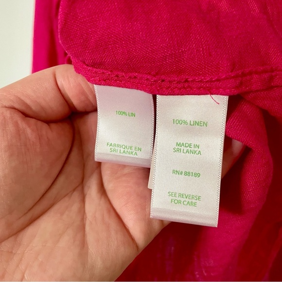 Lilly Pulitzer Sea View 100% Linen Button Down Top Magenta Size Extra Large - Picture 4 of 6